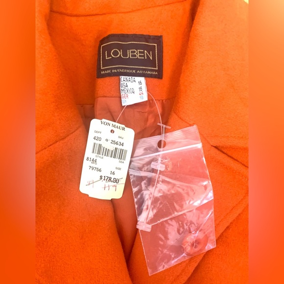 Louben Brand Cashmere Blend Women's Orange Blazer  Plus Size 16 NWT - Picture 6 of 12